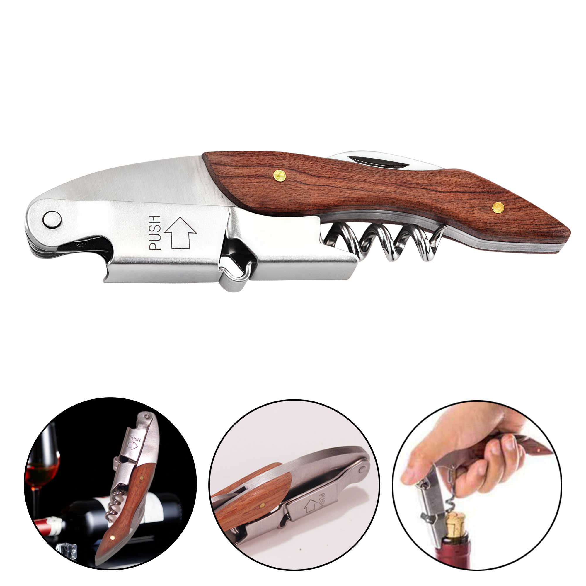 Multi Functional Wine Opener with Wooden Handle 2