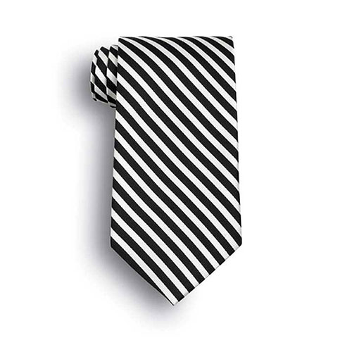 Black/White Saville Stripe Polyester Tie 1