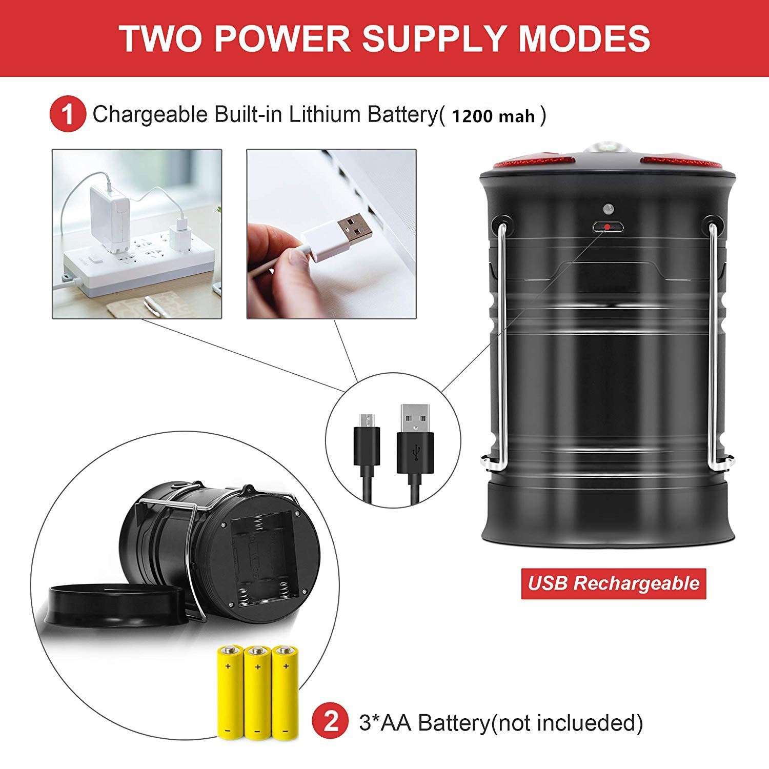 Rechargeable Camping Lantern Flashlight 6