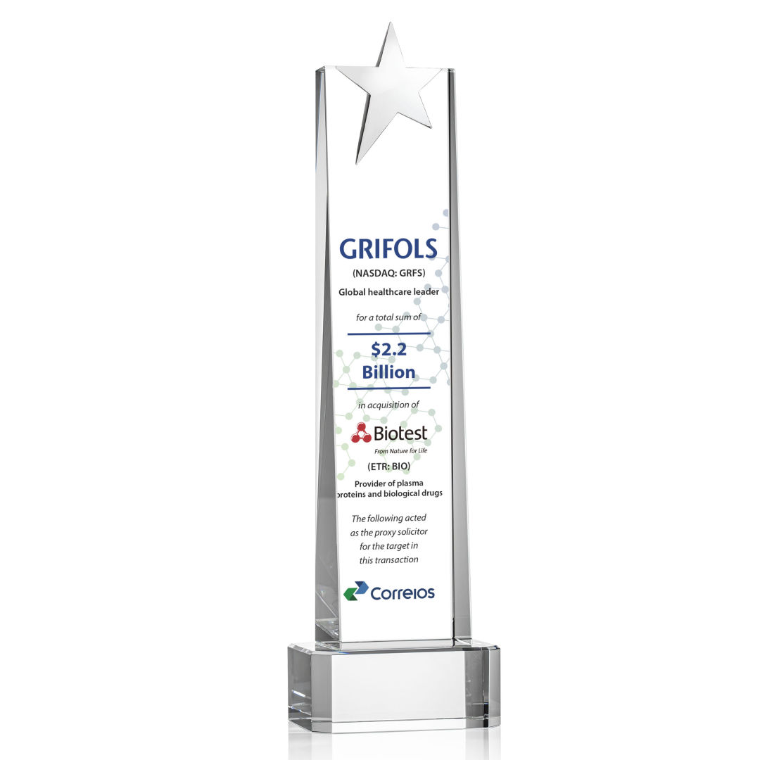 Fanshaw Silver Star VividPrint™ Award on Base - Clear 3