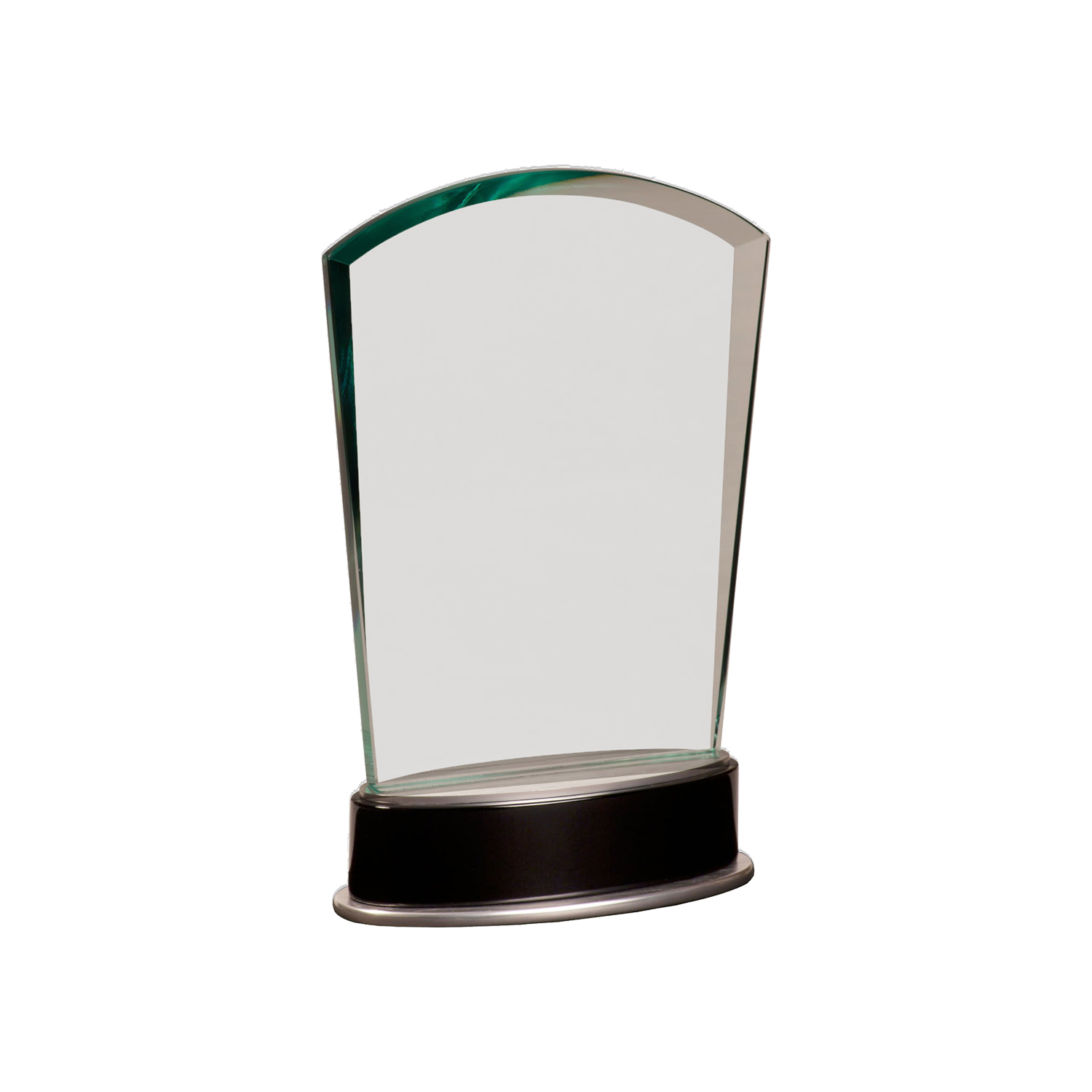 6 3/4" Jade Fan Metro Glass Award w/ Silver and Black Piano Finish Base 3