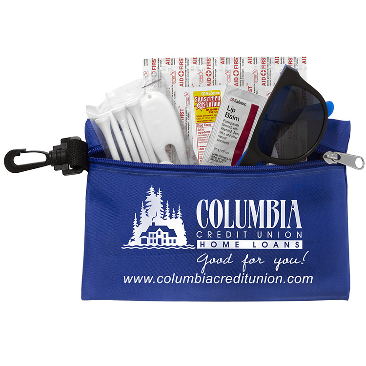 "CHIP" 15 Piece Golf Kit in Supersized Zipper Pack Components inserted into Zipper kit with Carabine 5