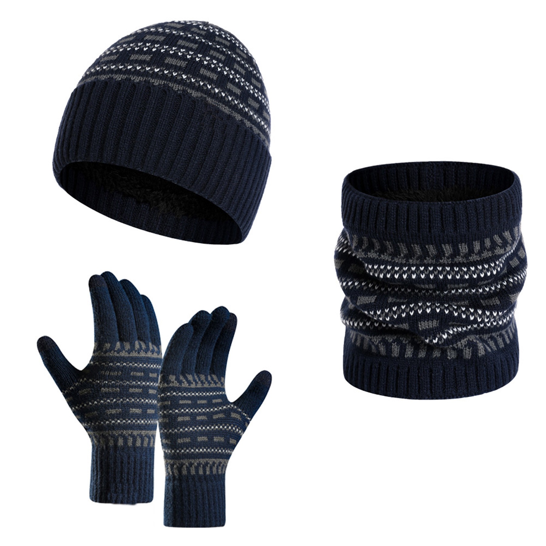 Men's Knit Beanie Neck Gaiter Set 6