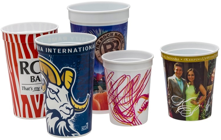 22 oz Classic Smooth Walled Plastic Stadium Cup with our RealColor360 Imprint