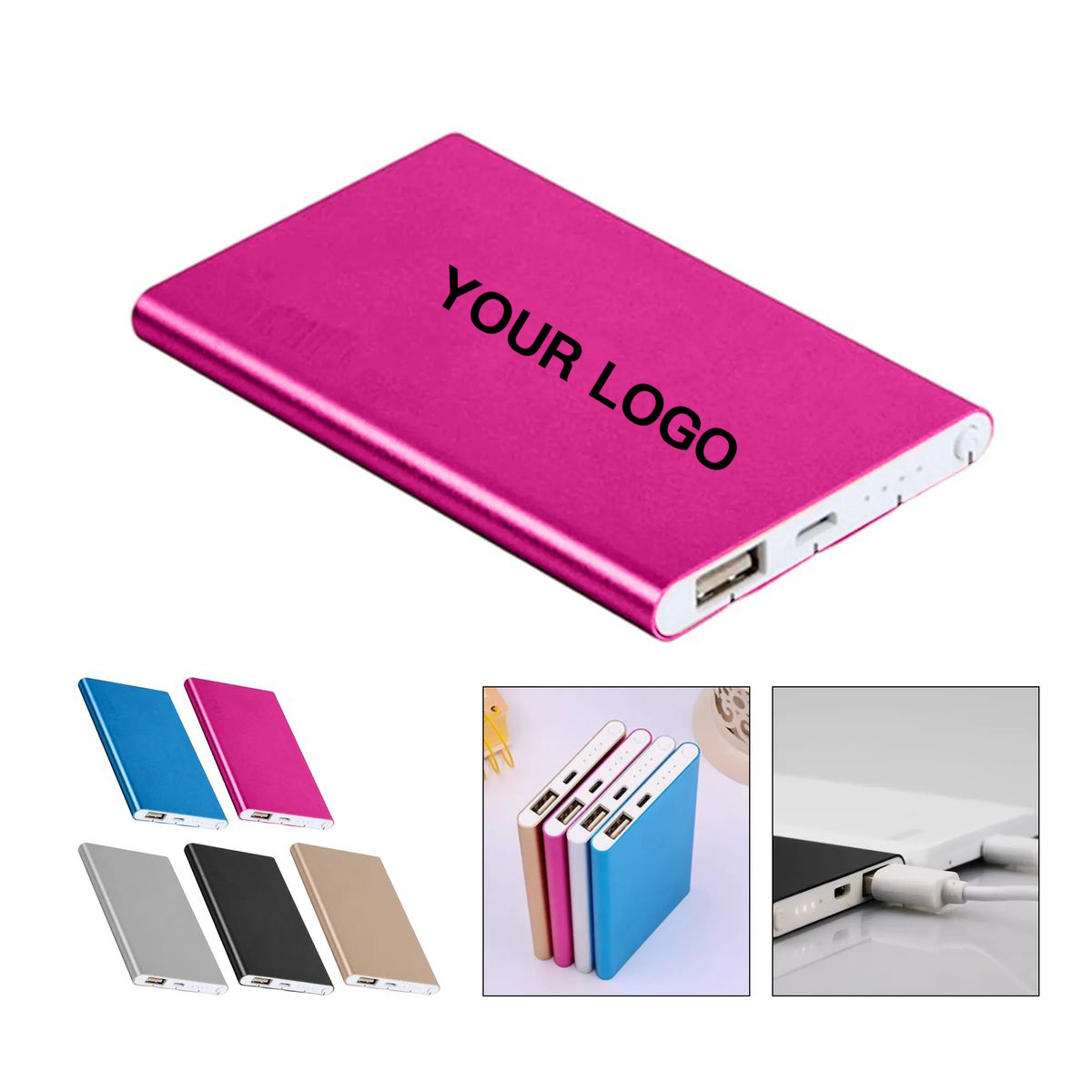 Slim Power Bank with Micro USB and USB Ports 5