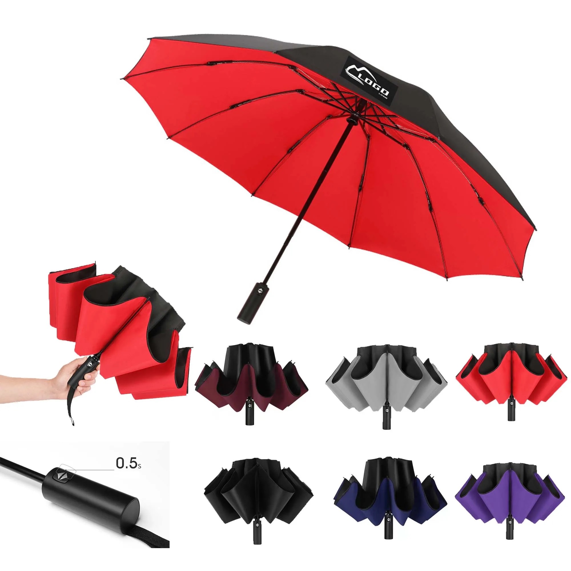 Full-automatic Foldable Reverse Umbrella