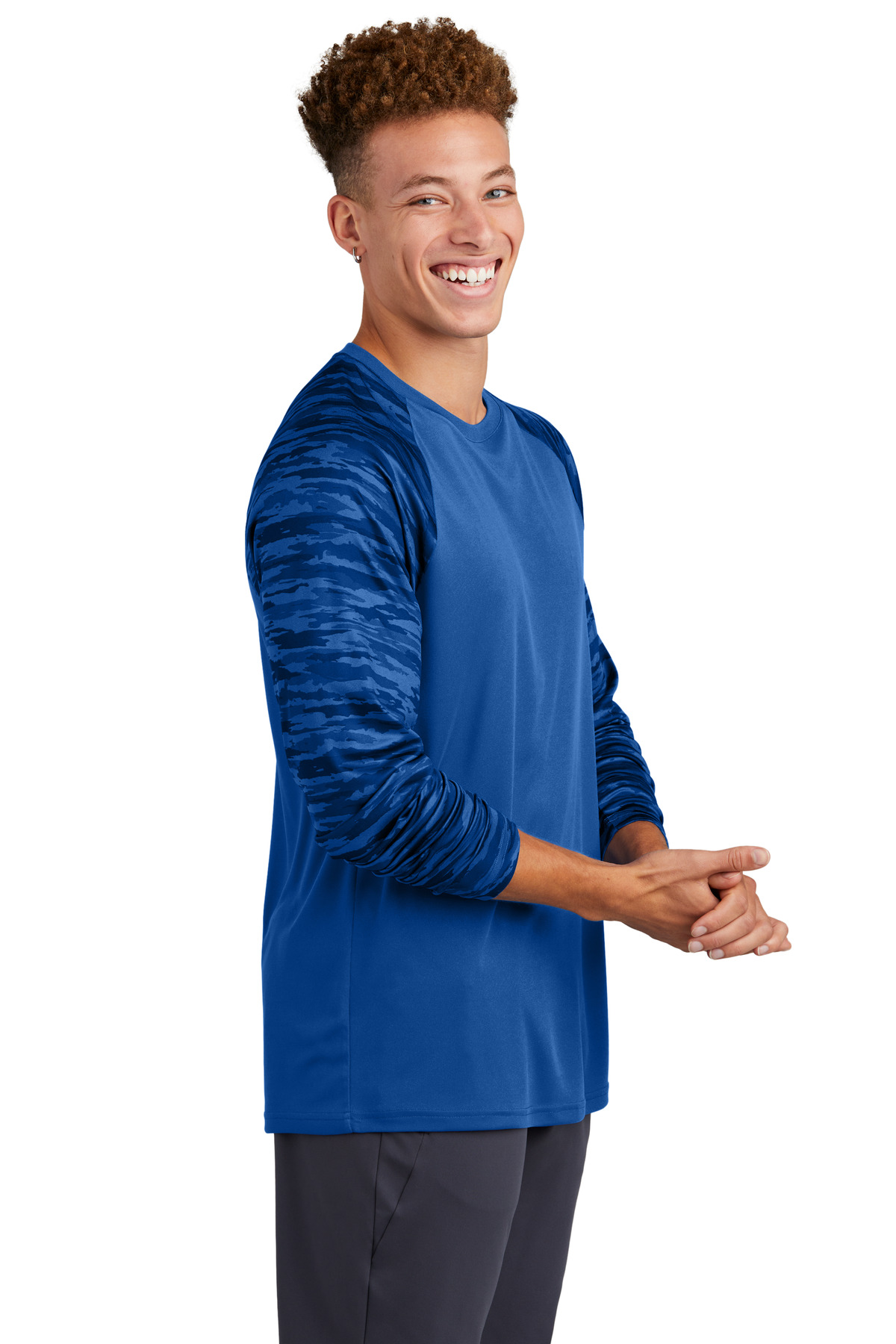 Sport-Tek Drift Camo Colorblock Long Sleeve Tee ST376LS 4