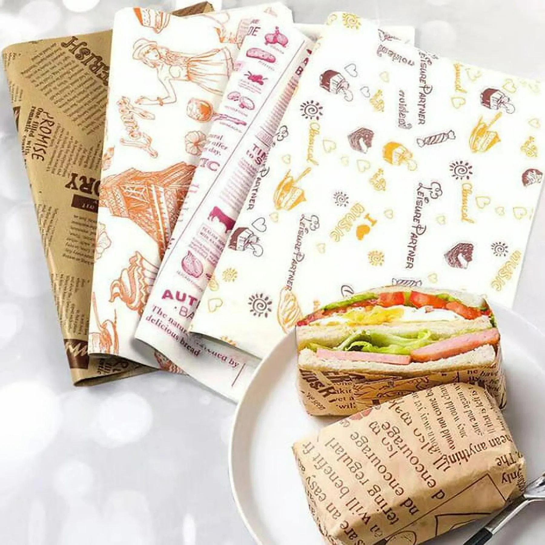 Custom Food Wrapping Liner Paper For Hamburger Sandwich 2