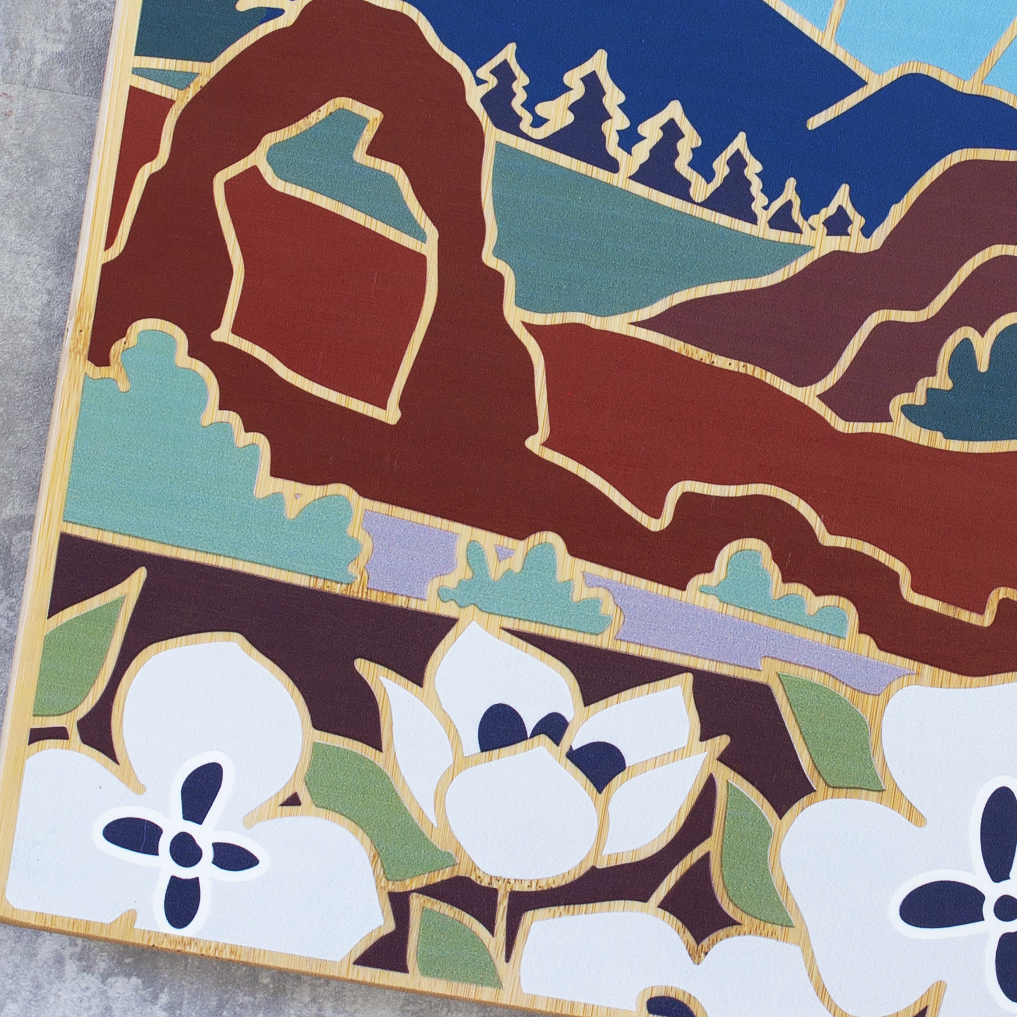 Utah State Shaped Cutting and Serving Board with Artwork by Summer Stokes 5