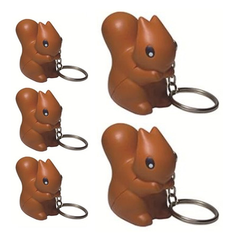 Squirrel Shaped Stress Reliever With Keychain