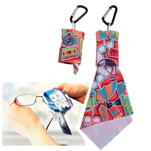 Customized Microfiber Cleaning Cloth in Pouch with Carabiner 2