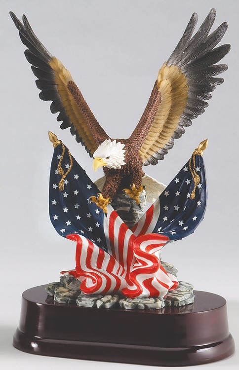 Eagle with two flags resin. 2