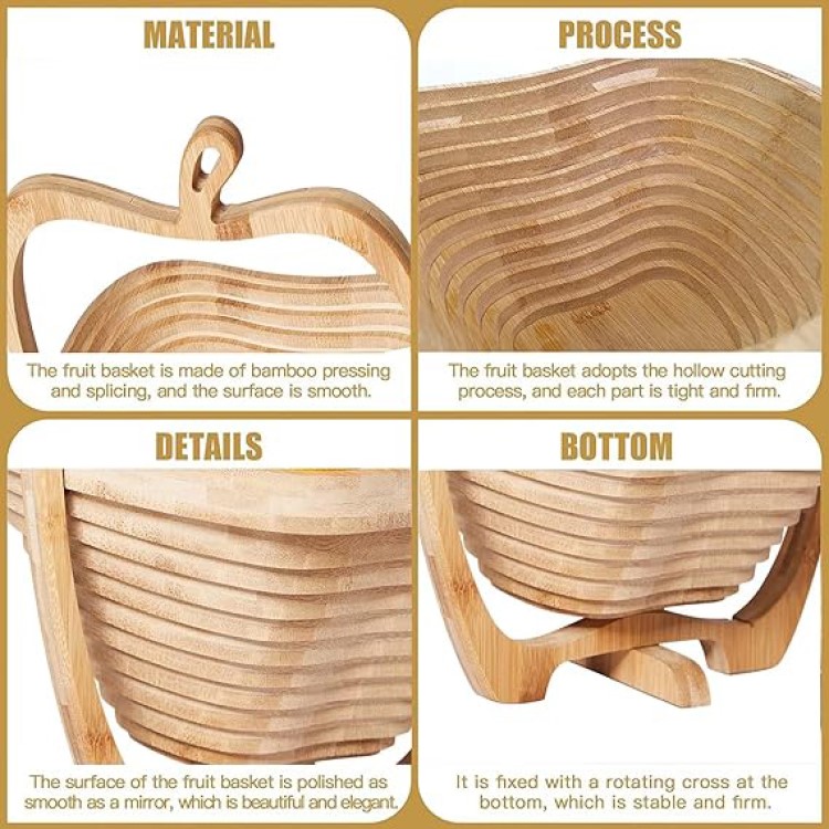 Foldable Bamboo Apple Fruit Basket 5