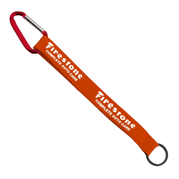 3/4" Sewn Polyester Keychain with Metal Split-Ring and Carabiner 108