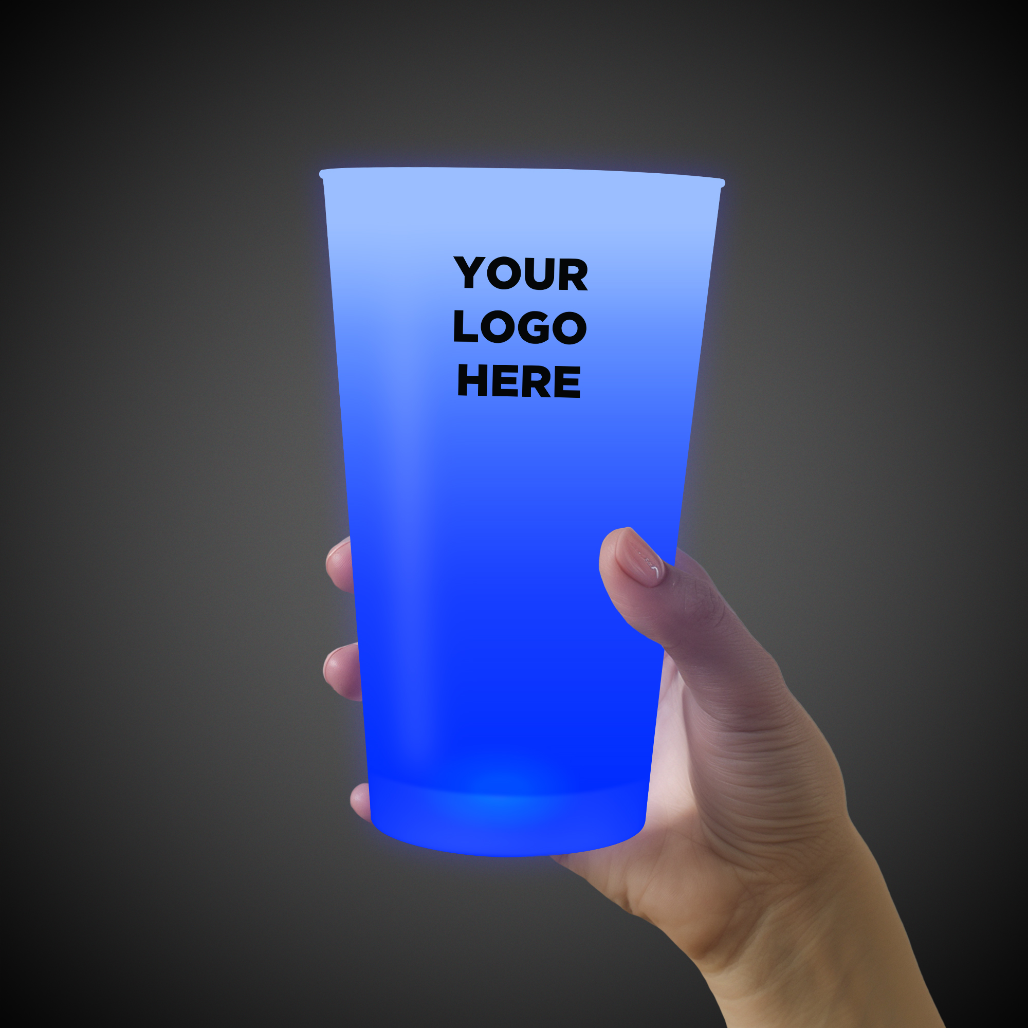 Blue LED Light Up Glow Neon Look 16 oz Drinking Pint Glass