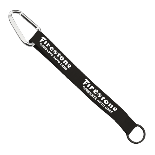 3/4" Sewn Polyester Keychain with Metal Split-Ring and Carabiner 76