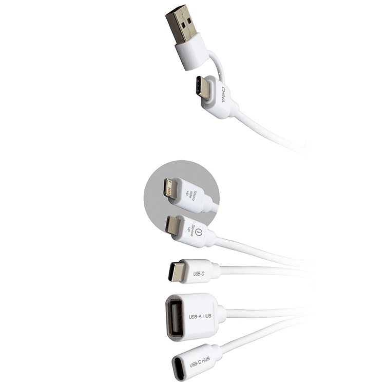 "FUSION" Charging Cable With 2 Port USB Hub 7