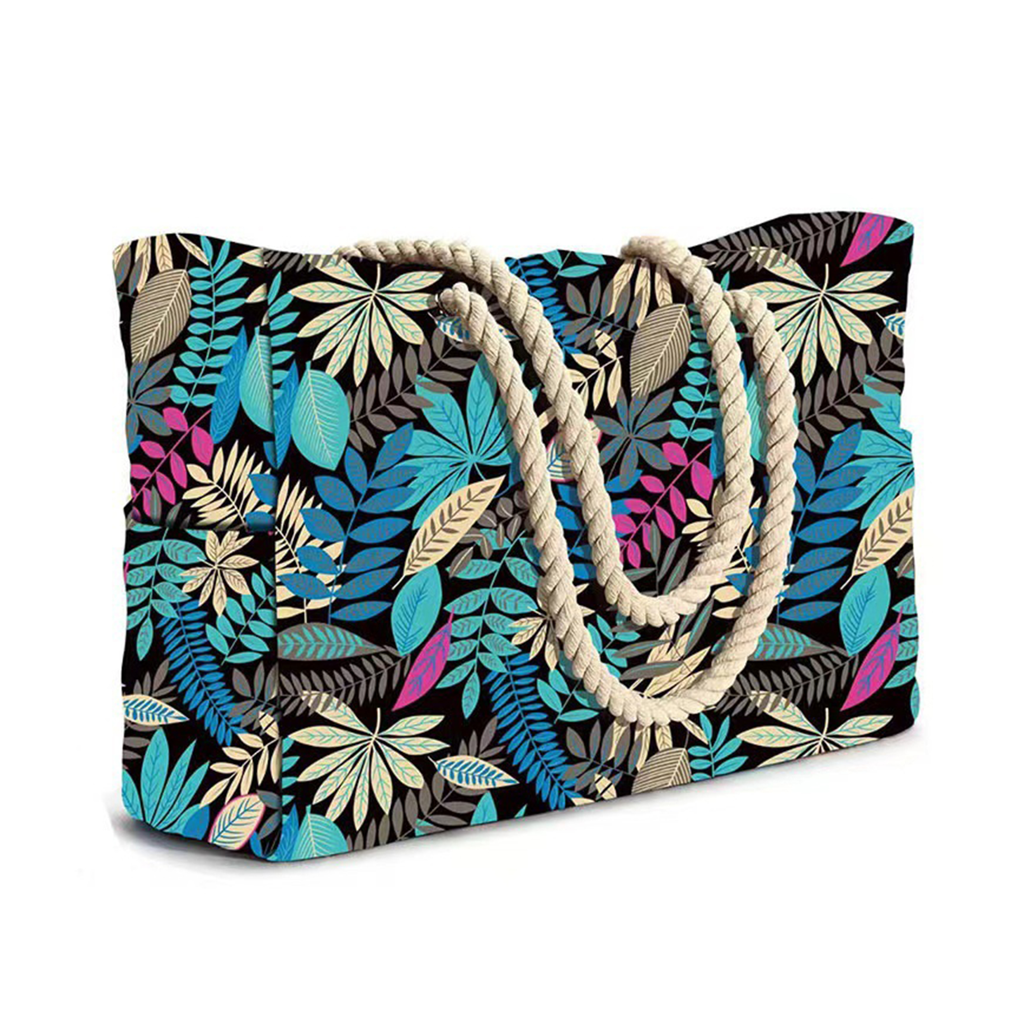 MOQ20 Striped Canvas Beach Tote With Rope Handle 3