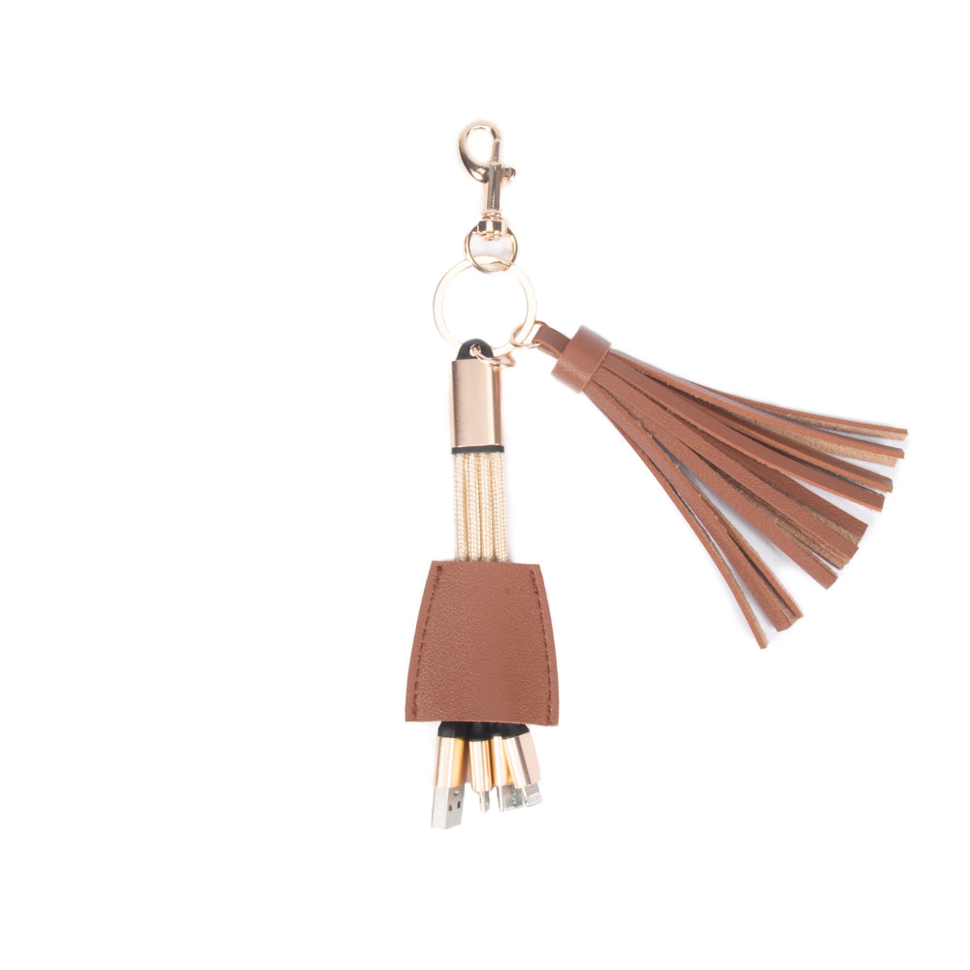Vegan Leather Keychain with 4-in-1 Charging Cables 5