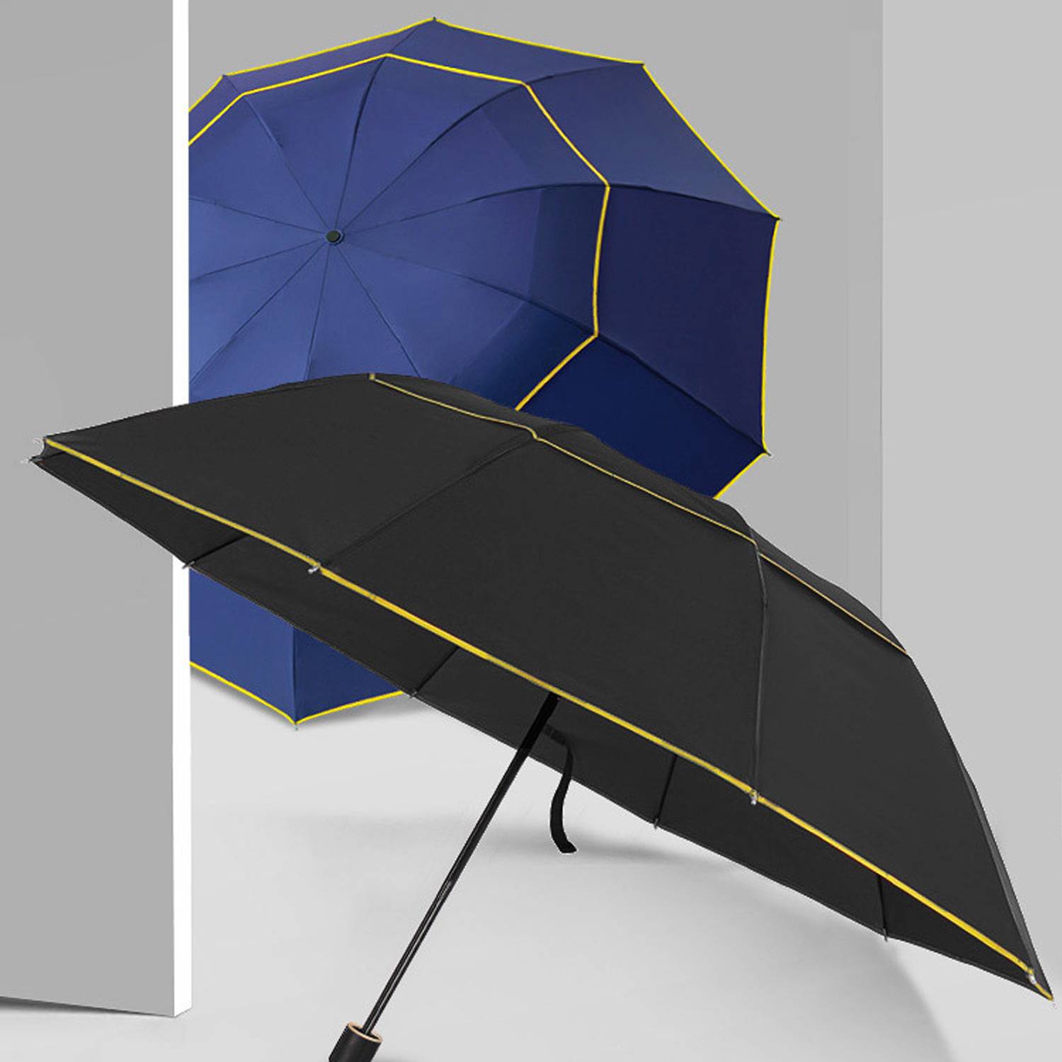 Large Three Fold Double Layered Golf Folding Umbrella 3