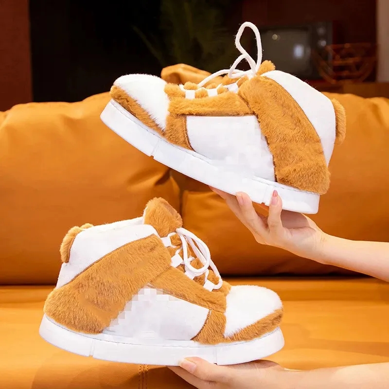 Custom Plush Anti-Slip Indoor Outdoor Sneaker Slippers 1