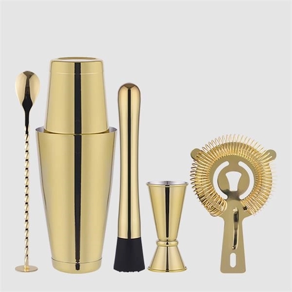 5 Pieces Stainless Steel Cocktail Shaker 5