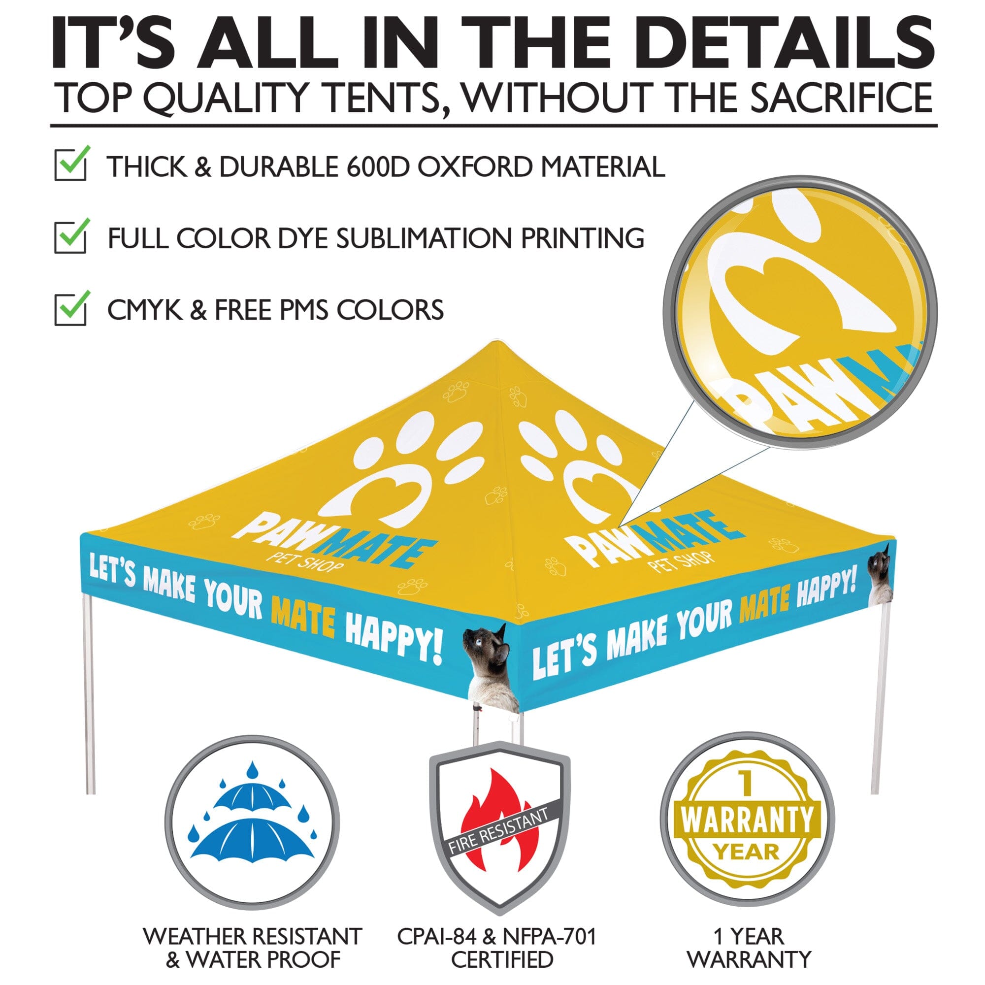 10ft x 10ft Custom Canopy Tent - W/ Walls, Flag & Banner Stand 5