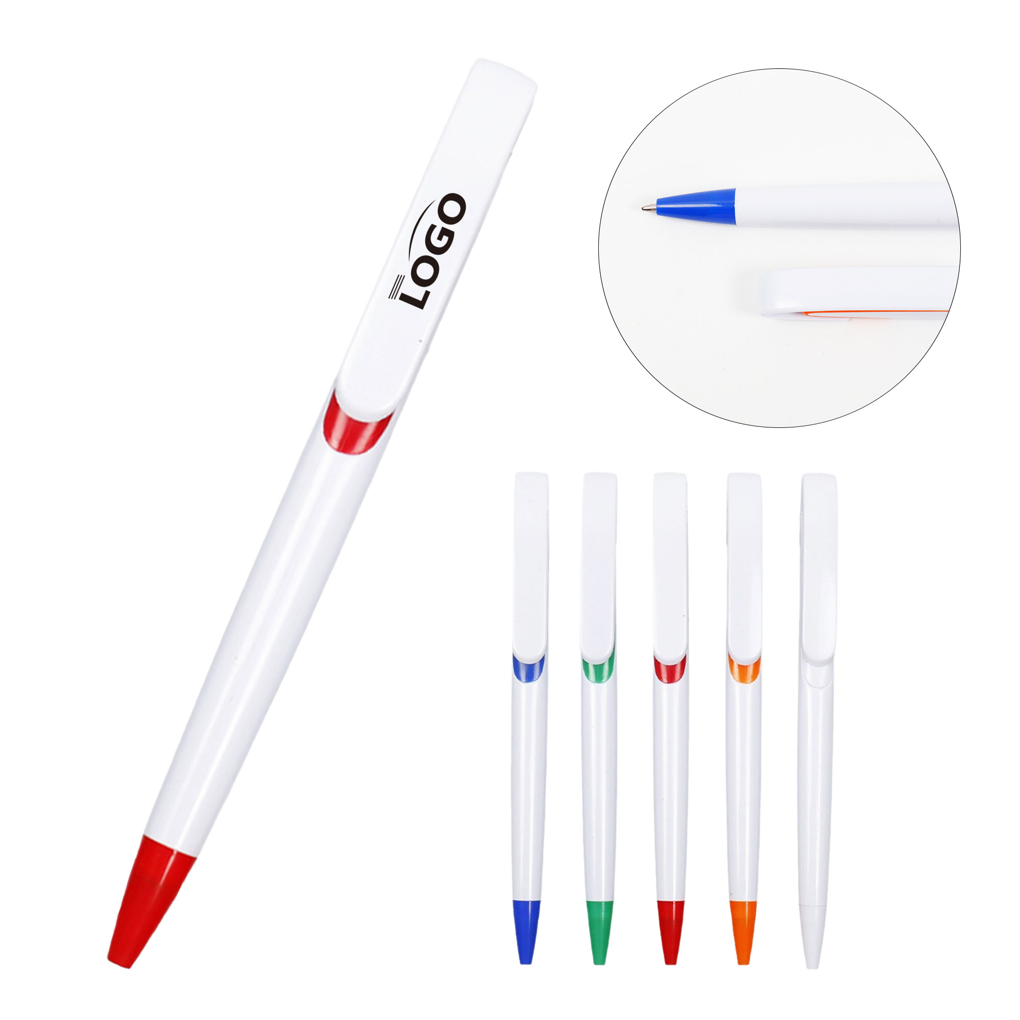 Push-Top Plastic Ballpoint Pen For Branding, custom pen with logo imprint 2