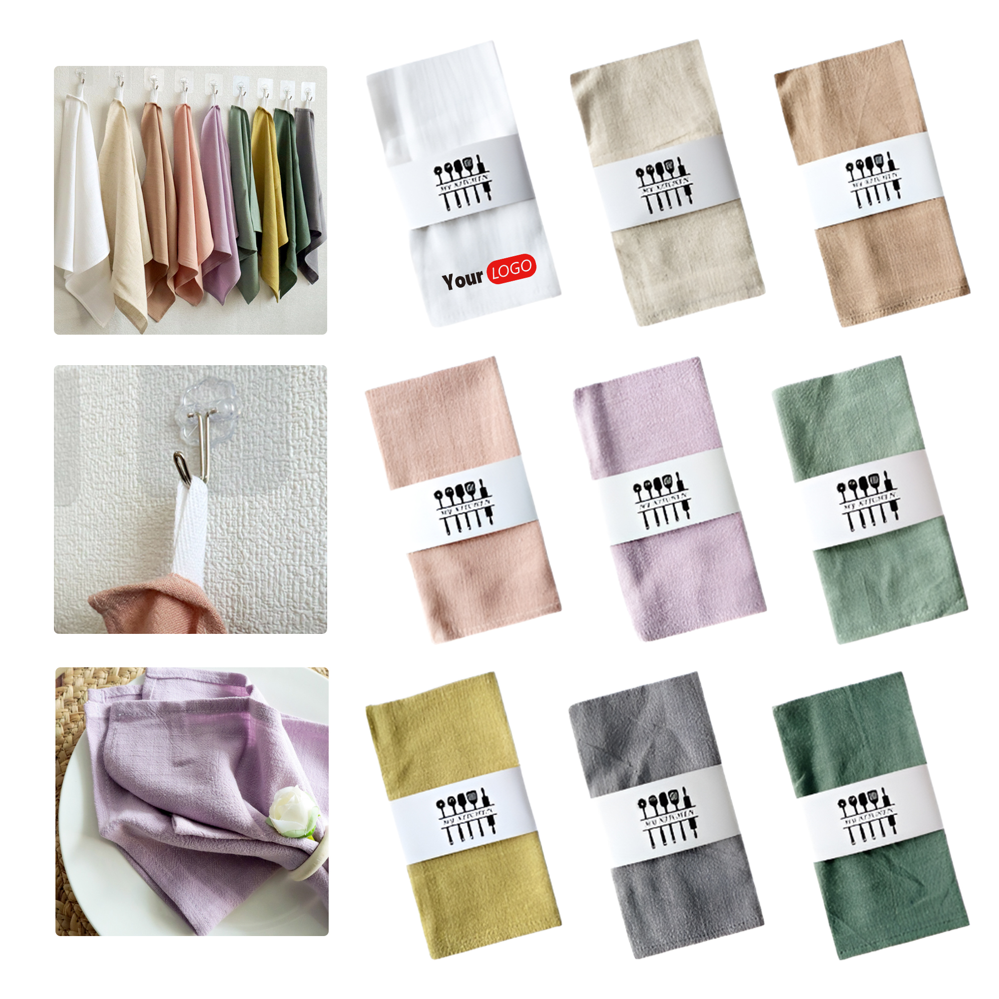 MOQ 50 Linen Cotton Dinner Napkins Square Wedding Table Cloth 1