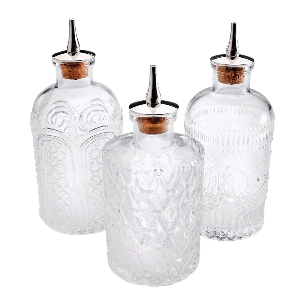 6.8oz. Glass Bitters Bottle Retro Design Trio 2
