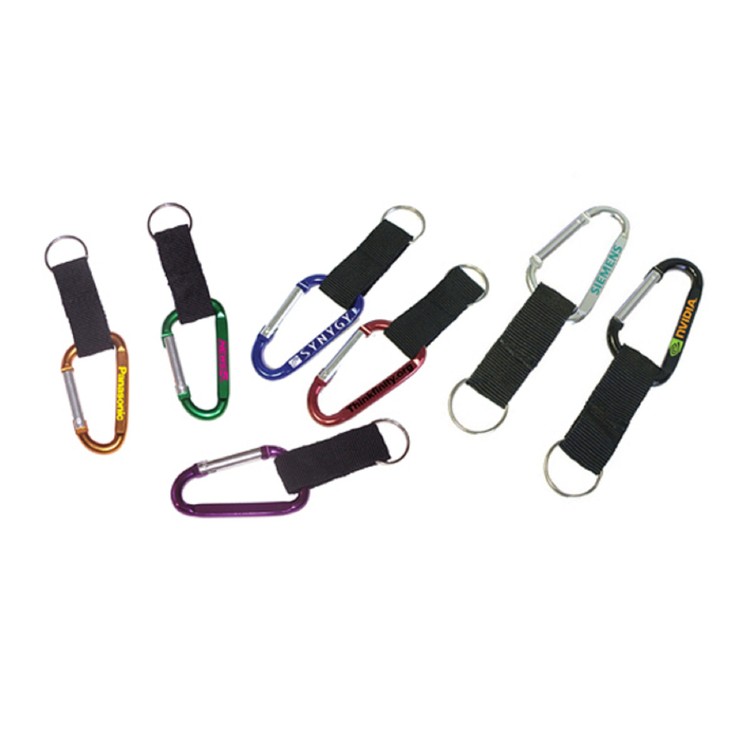 Carabiner with strap and split key ring. 2