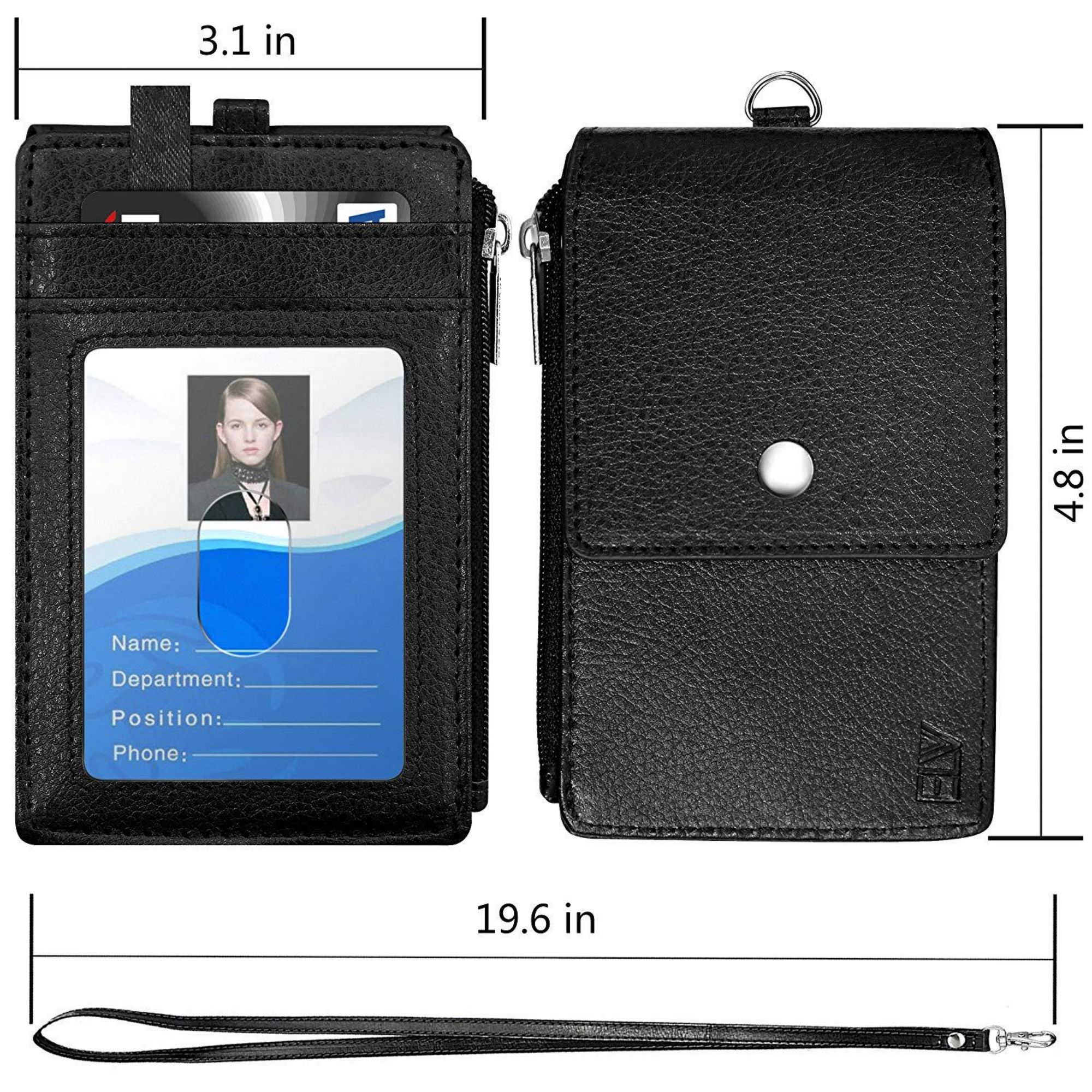 PU Leather ID Badge Card Holder Wallet 2