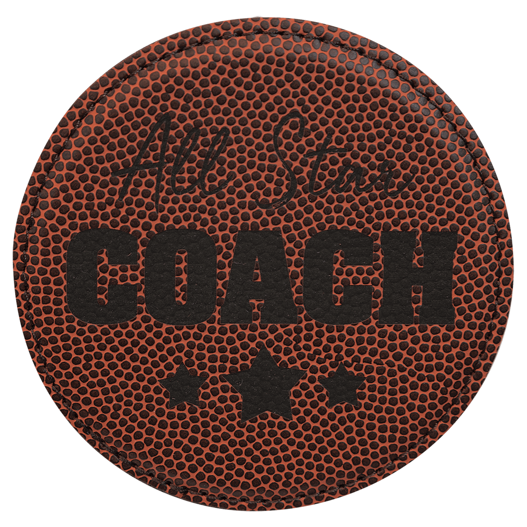 4" Round Football Leatherette Coaster 2