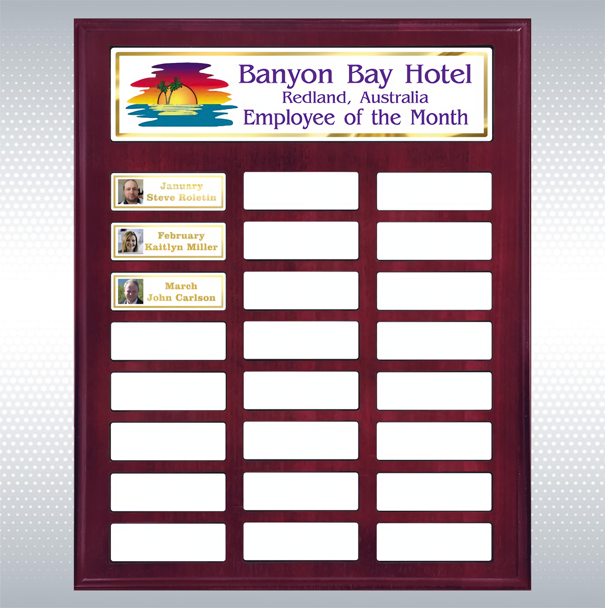 Perpetual Pocket Solid Walnut Plaque Sublimation Full Color Plaque w/24 Plates (12" X 15") 2