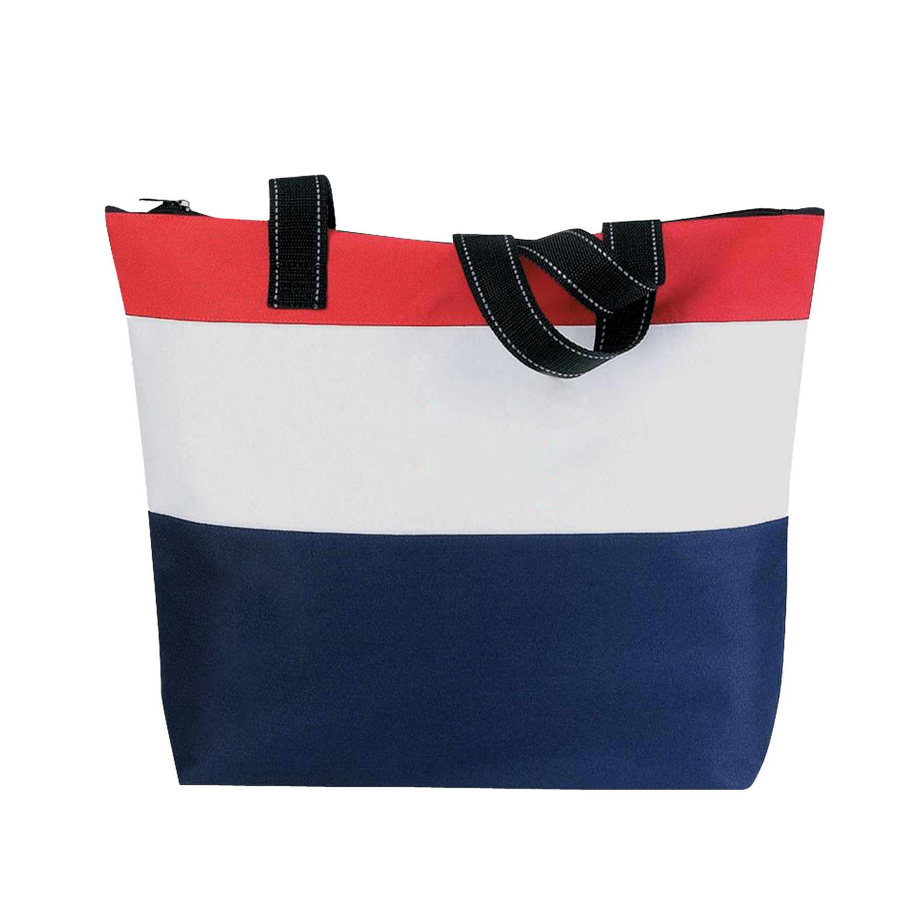 600D Carrying Handles Zippered Stripes Tote Bag 3