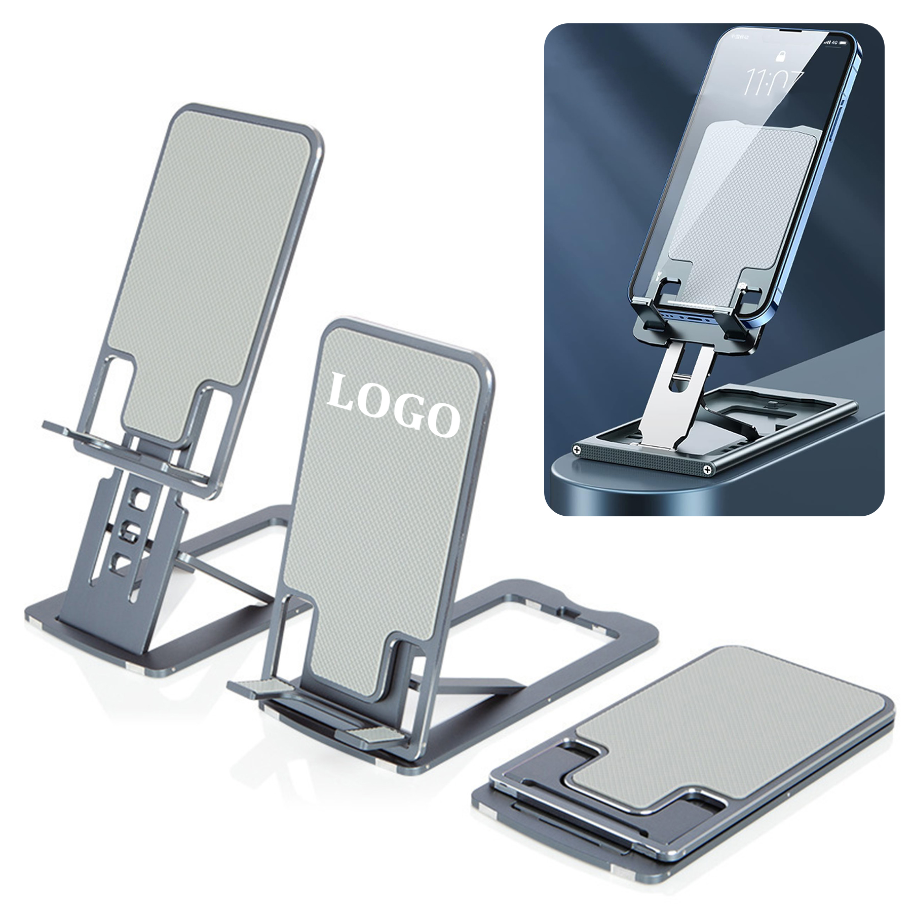 Foldable Aluminum Adjustable Travel Phone Holder for Desk 1