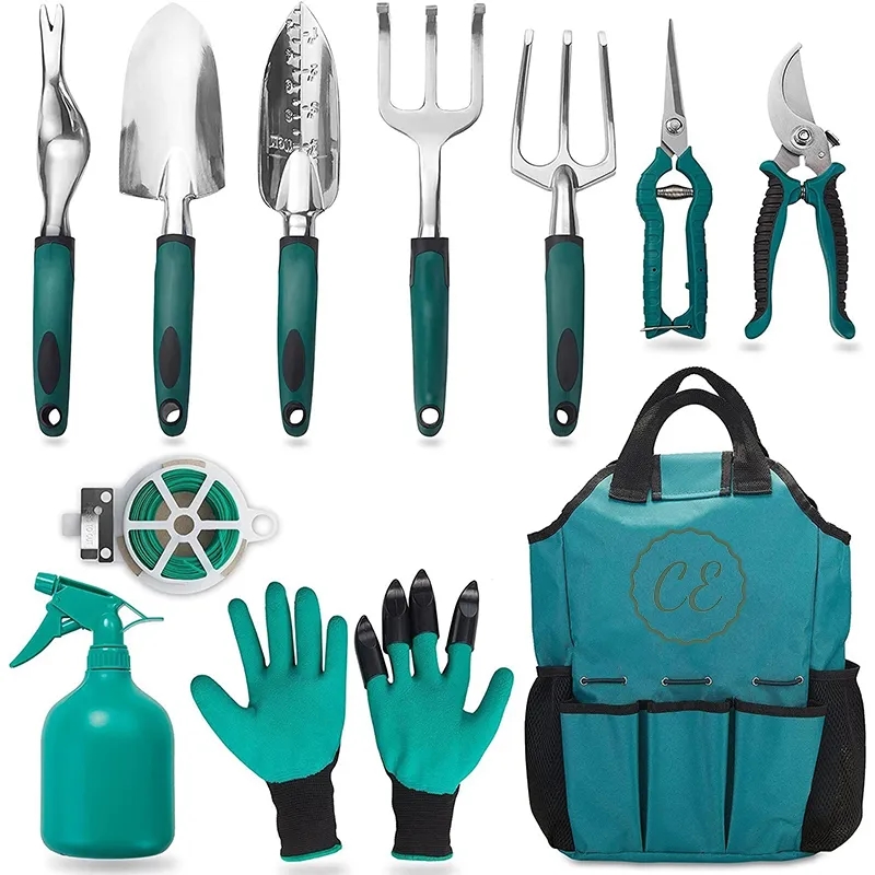 11 Piece Aluminum Alloy Hand Tool Starter Kit with Garden Ba 2