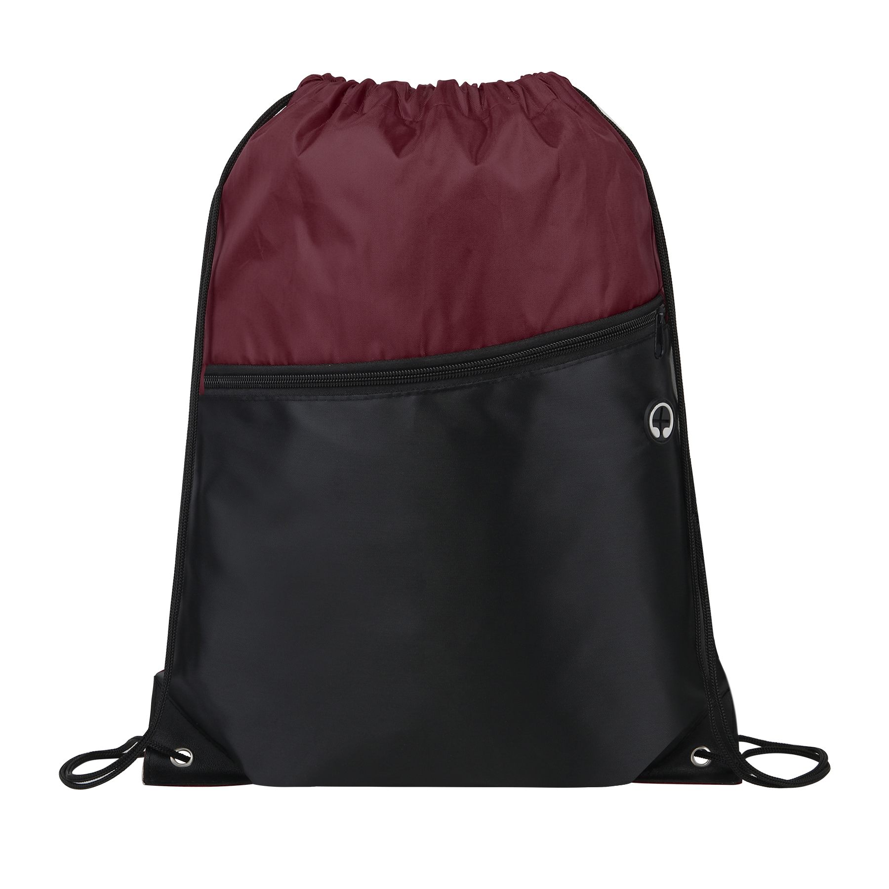 Two-Tone Drawstring Backpack With Front Zipper 2