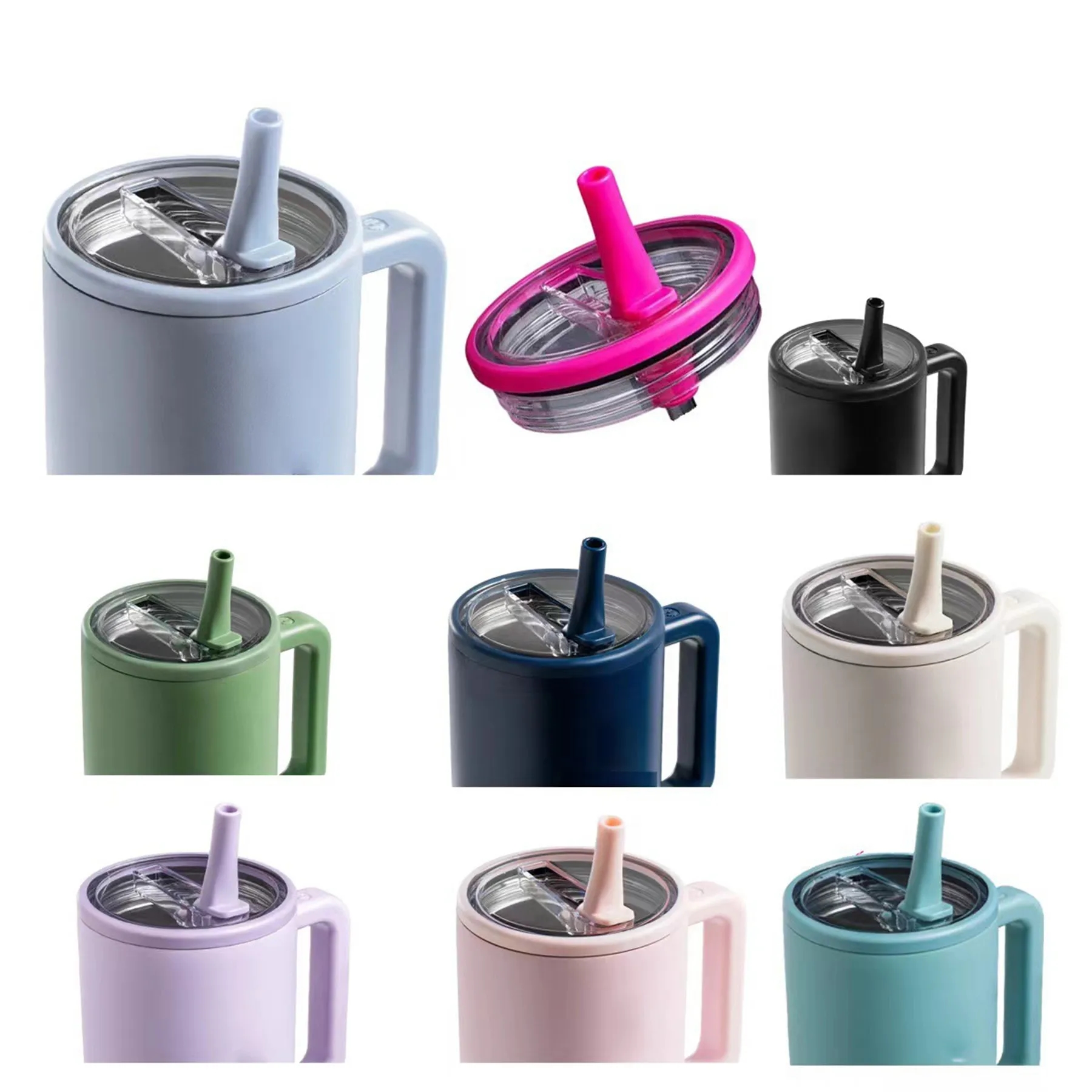 40 oz Tumbler with Handle and Foldable Straw Lid 2