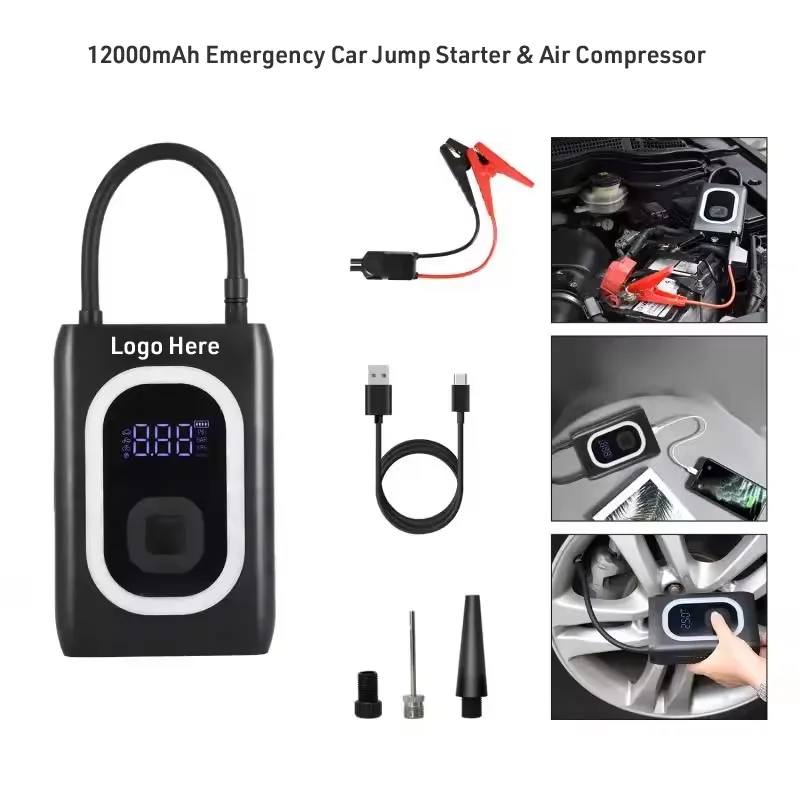 12000mAh Emergency Car  Jump Starter & Air Compressor 2