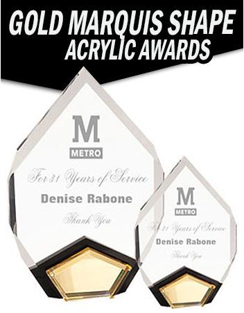 Acrylic Marquis: 1" thick 6x8", w/gold insert stan 2