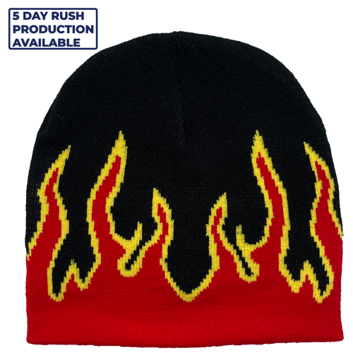 Flame Pattern Stretch Beanie with Custom Logo 9