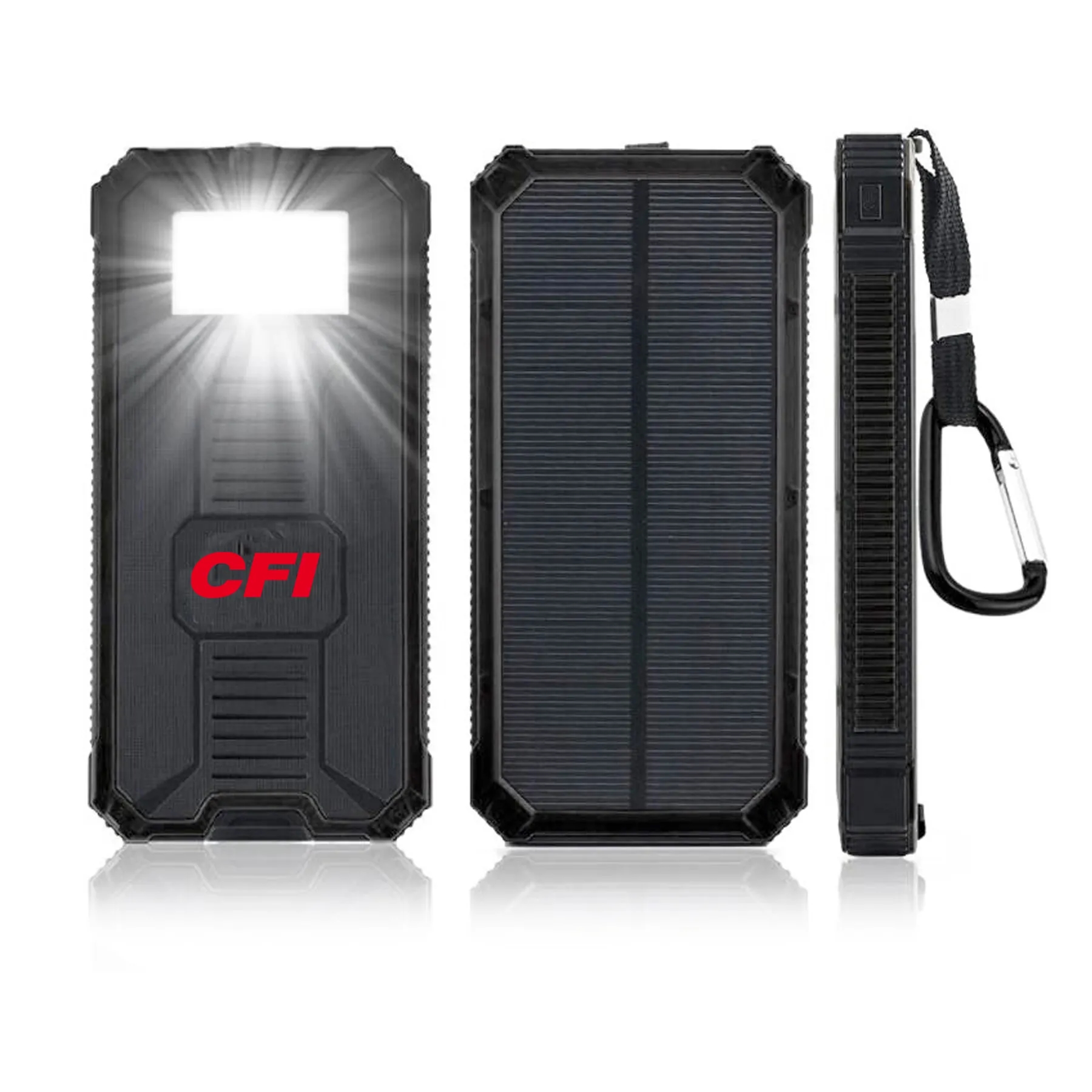 Portable 10000mAh Solar Power Bank with Carabiner 3