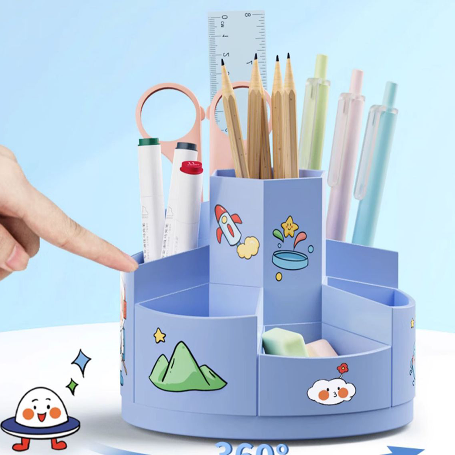 Plastic Rotating Multi-functional Pen Holder 5