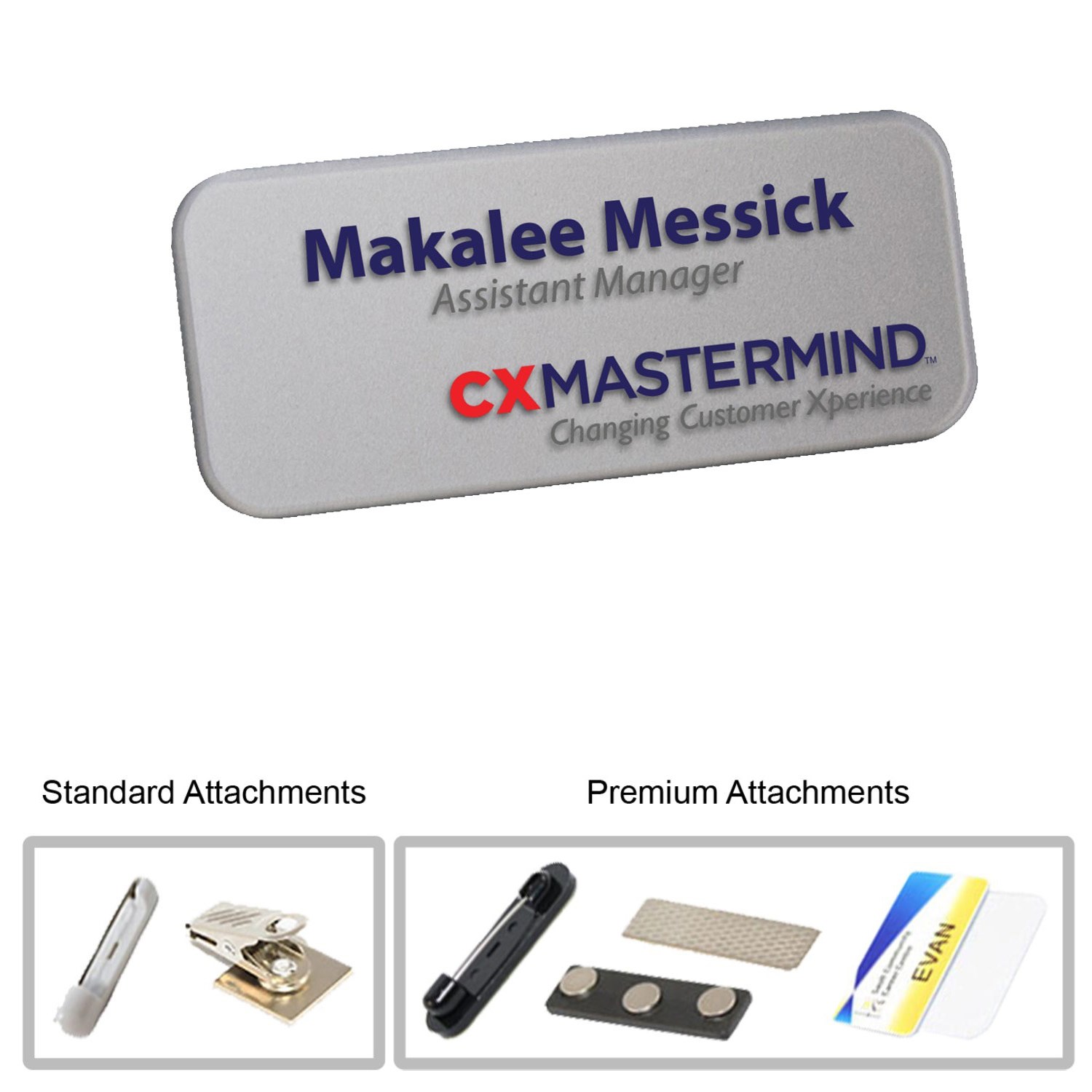 3"W x 1.5"H Shadow Name Badge w/ Full Color Logo 2