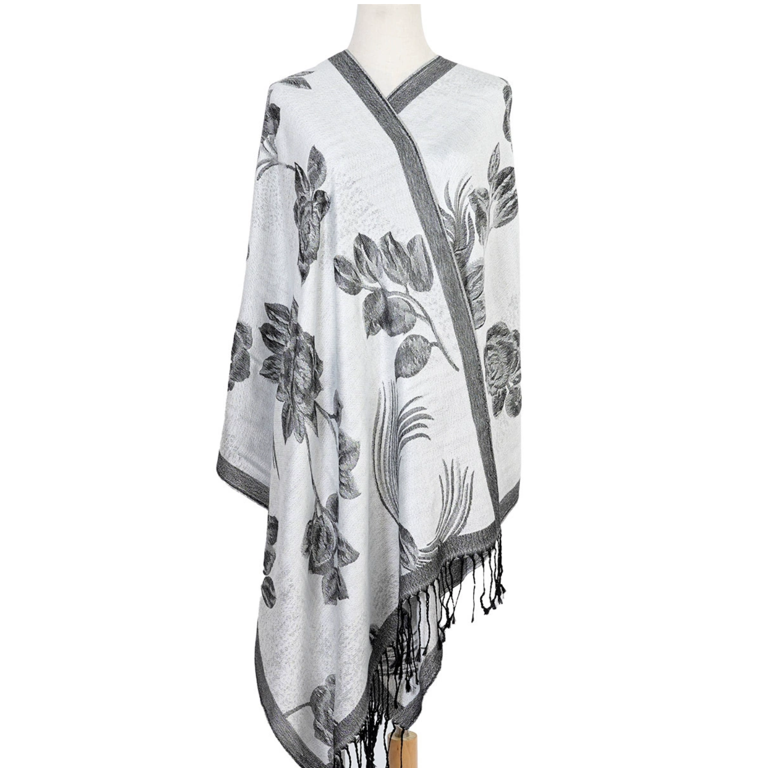 Women Soft Silky Shawl Wrap Fringes Scarf 3