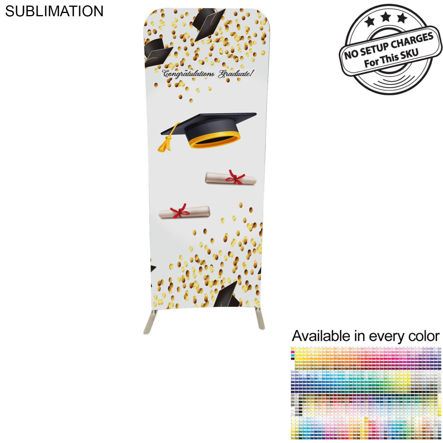 Graduation 2'W x 78"H EuroFit Tension Fabric Banner Display Kit, Graphics Double Sided 9
