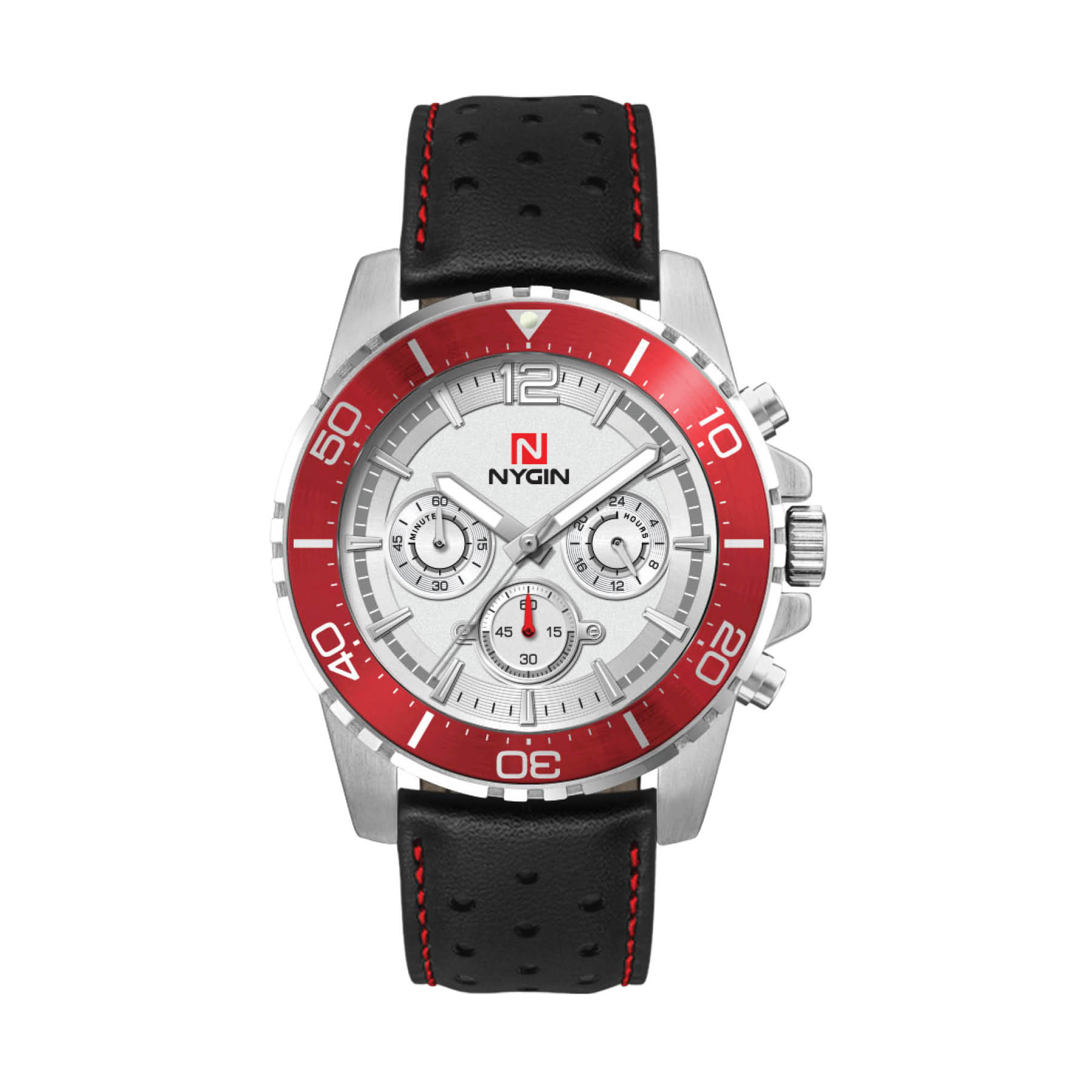 44MM, SILVER METAL CASE, RD BEZEL, CHRONO MVT 2