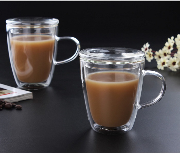 Double Wall Glass Coffee w/ Glass Lid 8 oz 5