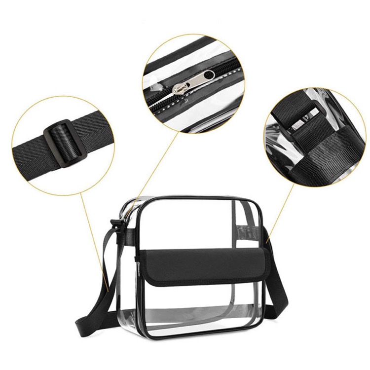 Large Clear Crossbody Messenger Shoulder Bag w/Adjustable Strap 2
